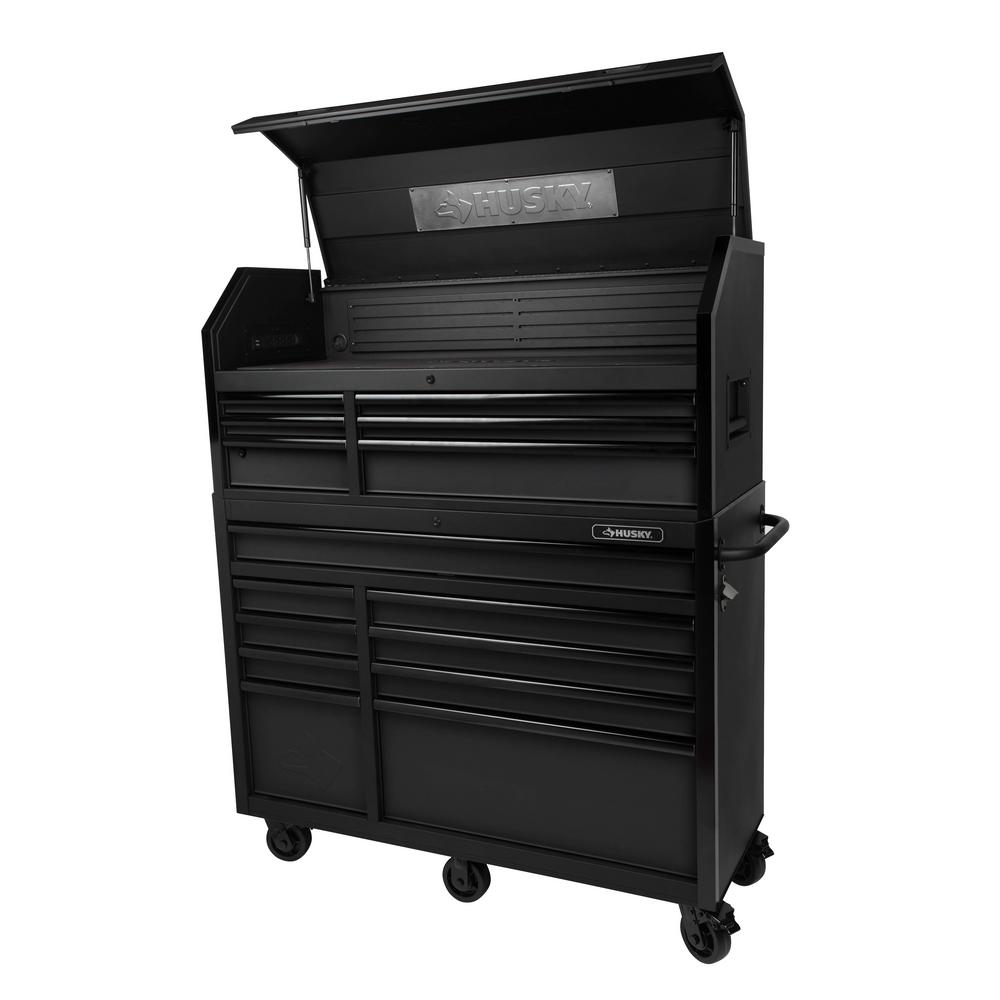 Husky 52 in. W 20 in. D 15-Drawer Tool Chest and Cabinet, Textured