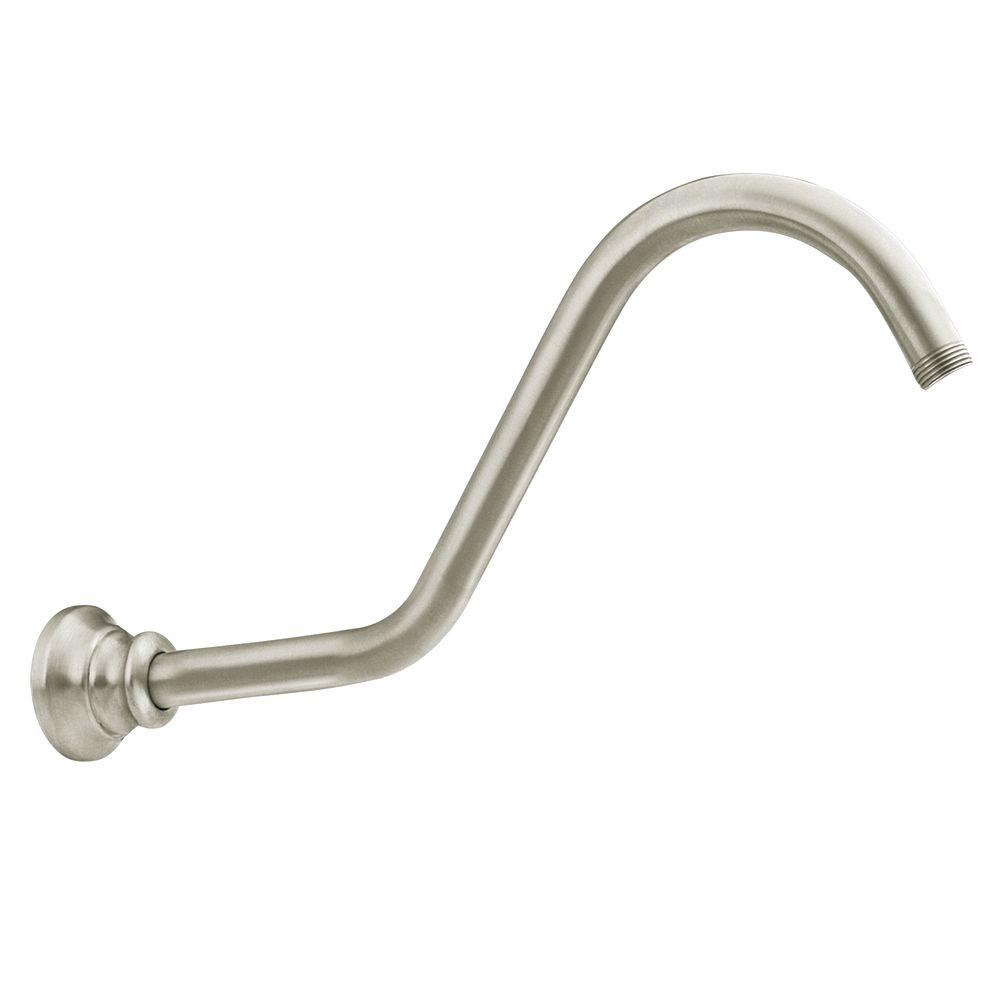 shower arm moen extension brushed nickel inch waterhill replacement curved glance depot slide