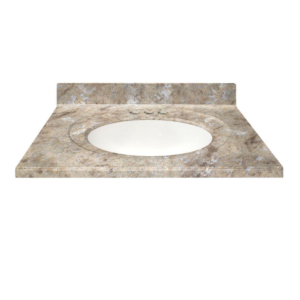 Us Marble 49 In Cultured Granite Vanity Top River Bottom Color Cultured Granite Vanity Top In River Bottom Color With Integral Backsplash