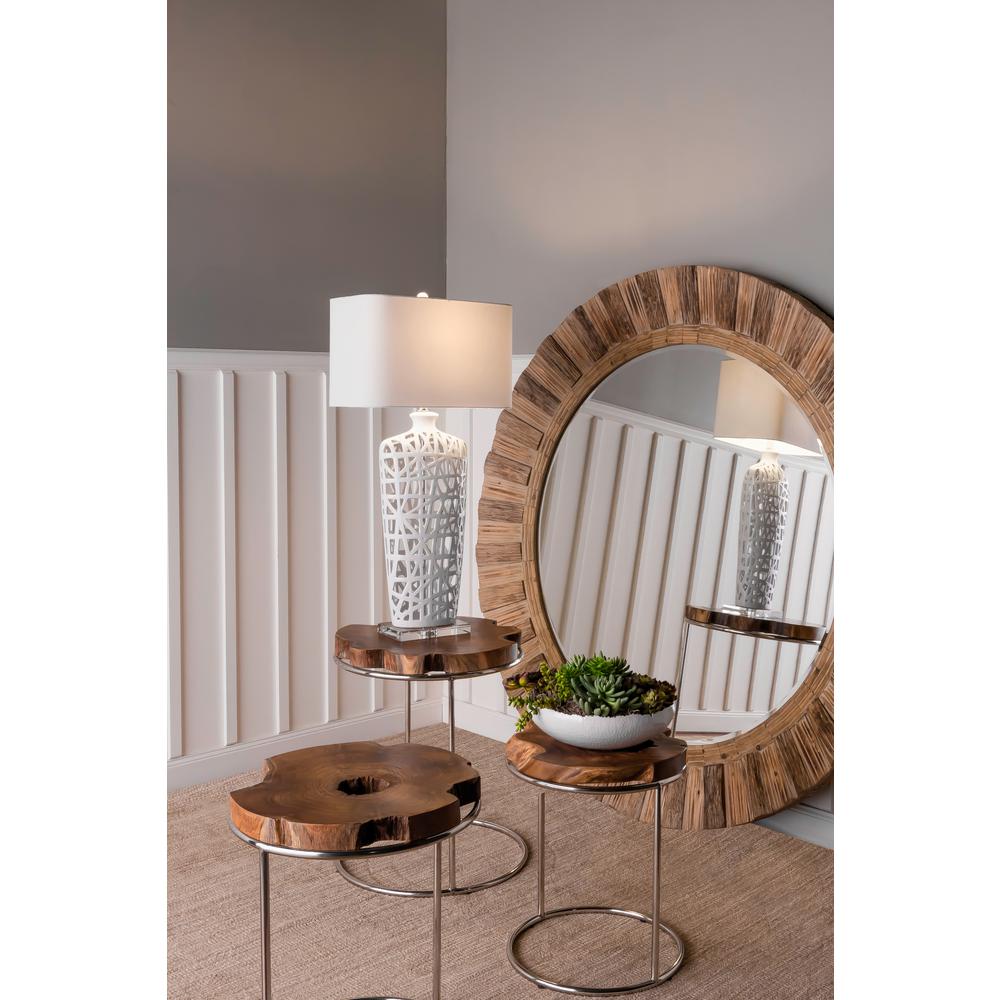64 In Round Wicker Framed Mirror