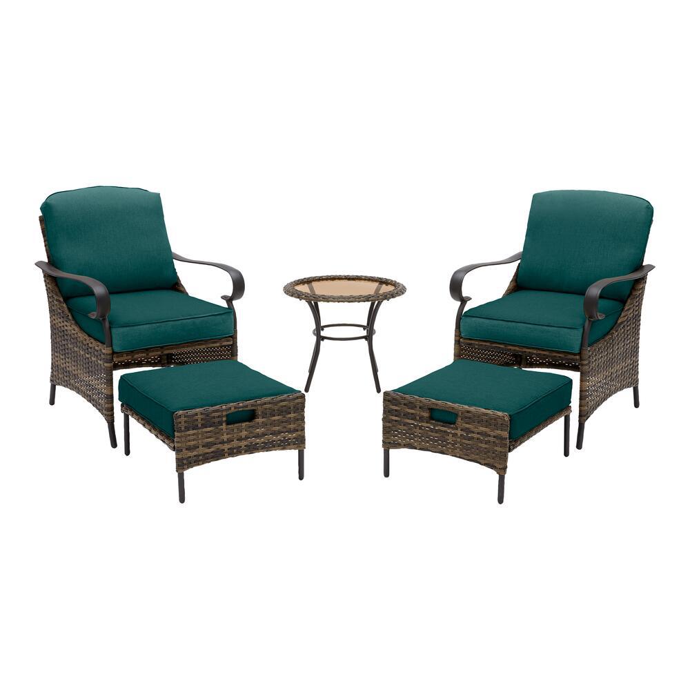 patio conversation wicker outdoor cushions hampton bay pointe cushionguard layton seating piece brown malachite sky homedepot