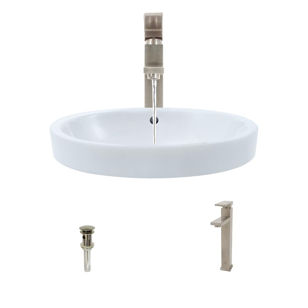 MR Direct Porcelain Vessel Sink in White with 721 Faucet ...