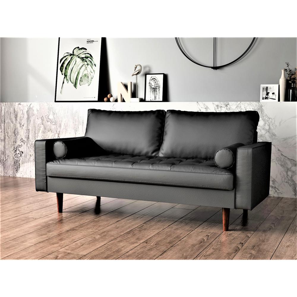 Lincoln Black Tufted Seat Sofa S5452 S The Home Depot Lincoln Black Tufted Seat Sofa S5452 S