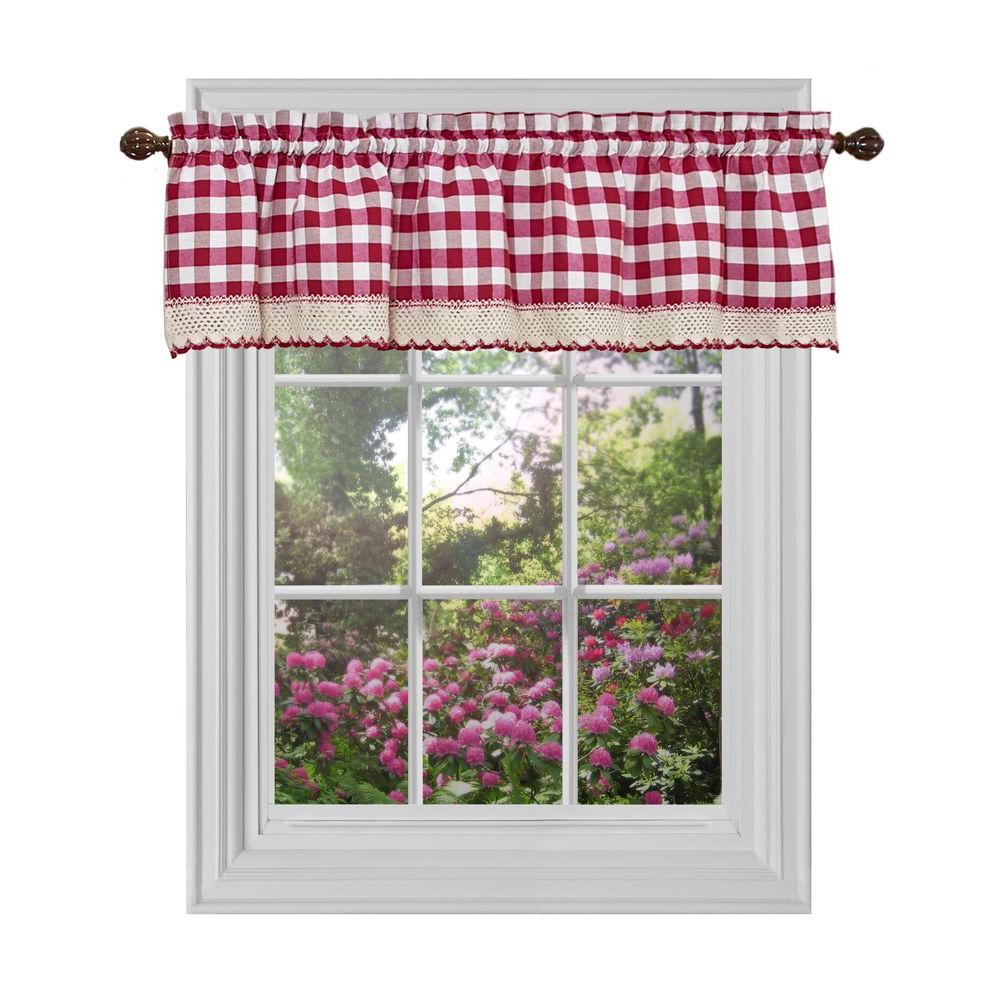 Achim Semi Opaque Buffalo Check Navy Poly Cotton Window Curtain