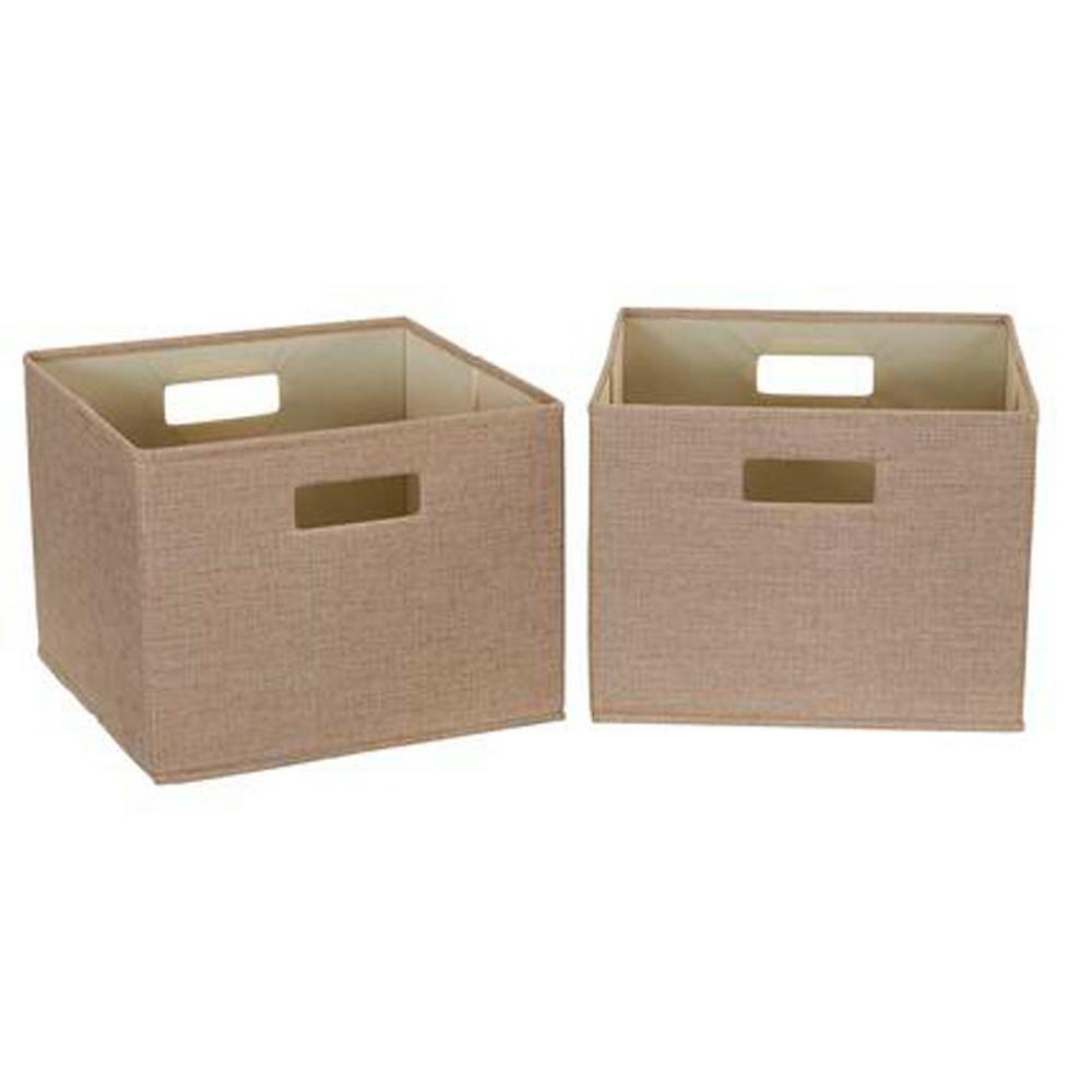 HOUSEHOLD ESSENTIALS 13 in. x 13 in. Brown Stackable 1-Cube Organizer ...