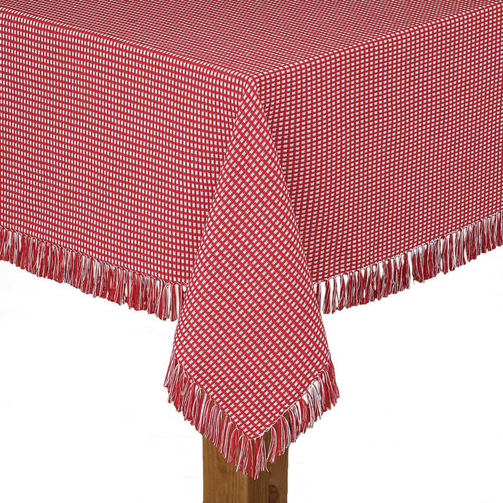 Lintex Homespun Fringed 70 In Round Red 100 Cotton Tablecloth 381454 The Home Depot