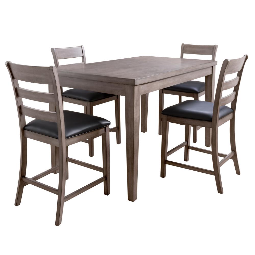 CorLiving New York Washed Grey Counter Height 5 Piece Dining Set