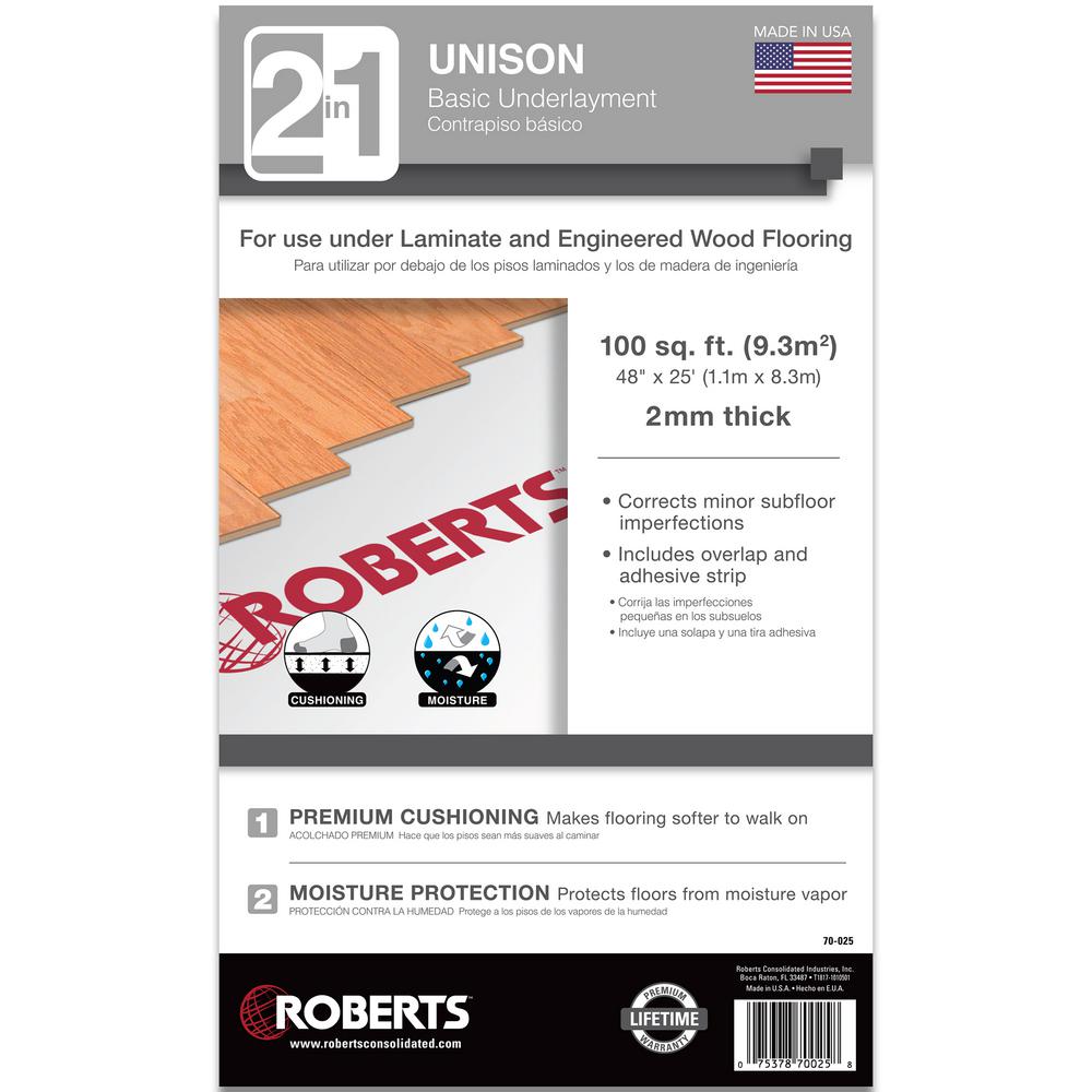 Roberts 100 Sq Ft Unison Premium 2 In 1 Underlayment 70 025