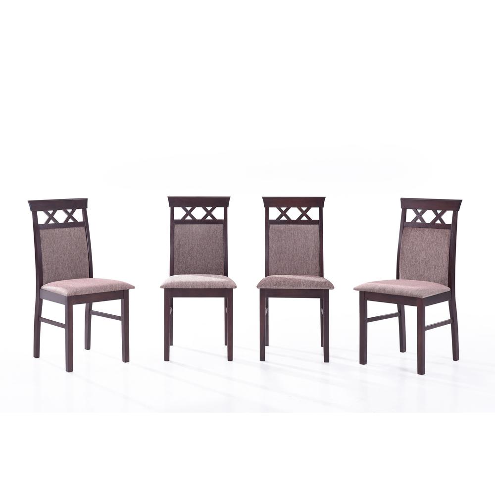 Harper Bright Designs Burgundy Rectangle Solid Wood 5 Piece Dining