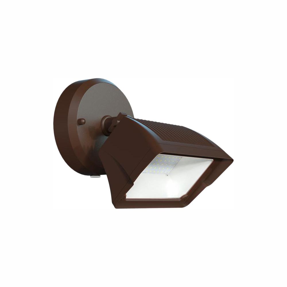 Defiant 1 Light Integrated Led Outdoor Bronze Dusk To Dawn Security Flood