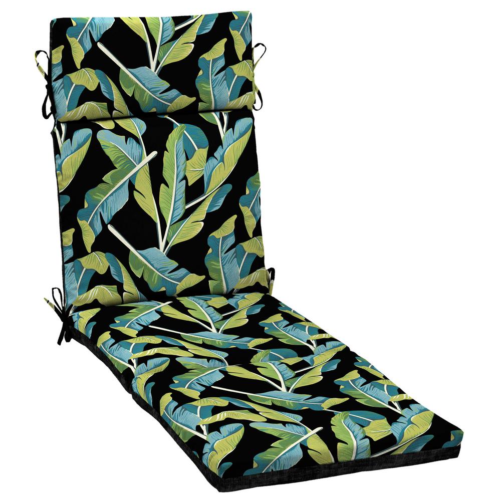 Hampton Bay Banana Leaf Tropical Outdoor Chaise Lounge Cushion