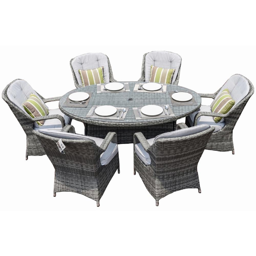Direct Wicker Gray 7 Piece Outdoor Dining Set With Luxury Gray 7 Piece Wicker Outdoor Dining Set