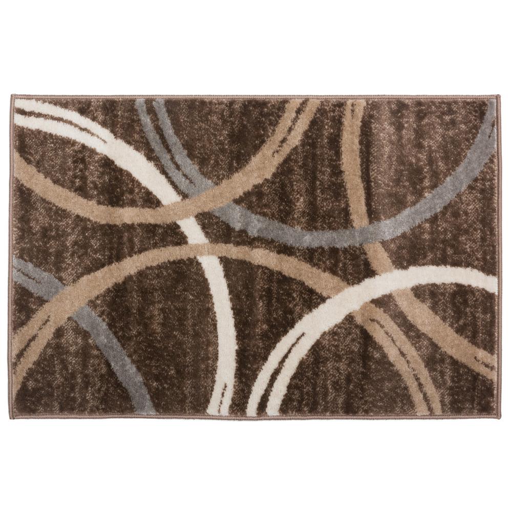 World Rug Gallery Modern Abstract Circles Brown 2 ft. x 3 ft. Indoor