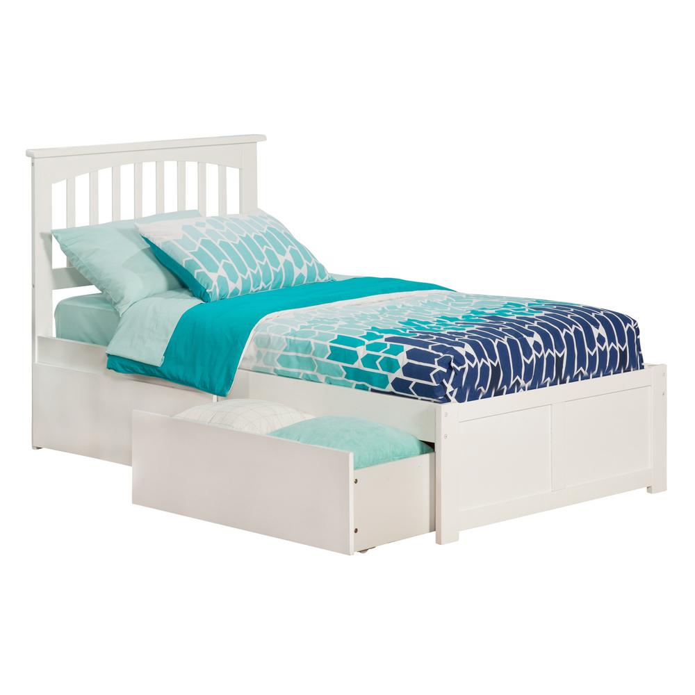 Atlantic Furniture Mission White Twin Xl Platform Bed With Flat Atlantic Furniture Mission White Twin Xl Platform Bed With Flat Panel Foot Board And 2 Urban