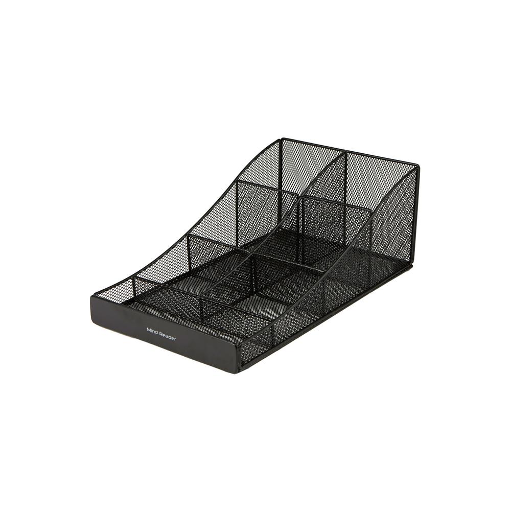 Mind Reader ' Trove' 7 Compartment Tea/Coffee Condiment Organizer, Black Metal Mesh