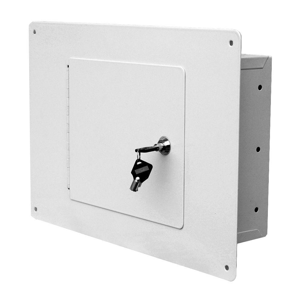 Homak Security White Between The Studs 0 28 Cu Ft Non Fire Resistant Short Wall Safe With Tubular Locking System