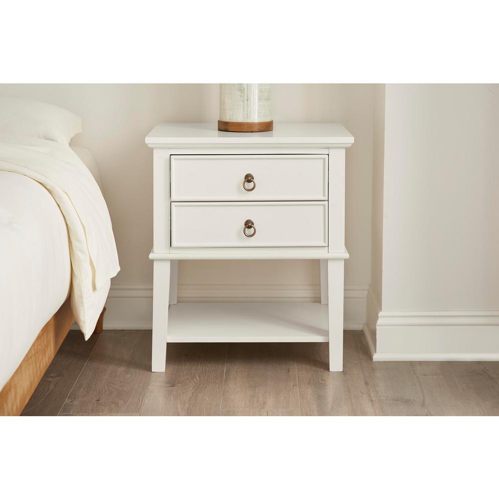 Stylewell Grantley 2 Drawer Ivory Wood Nightstand 22 In W X 25 2