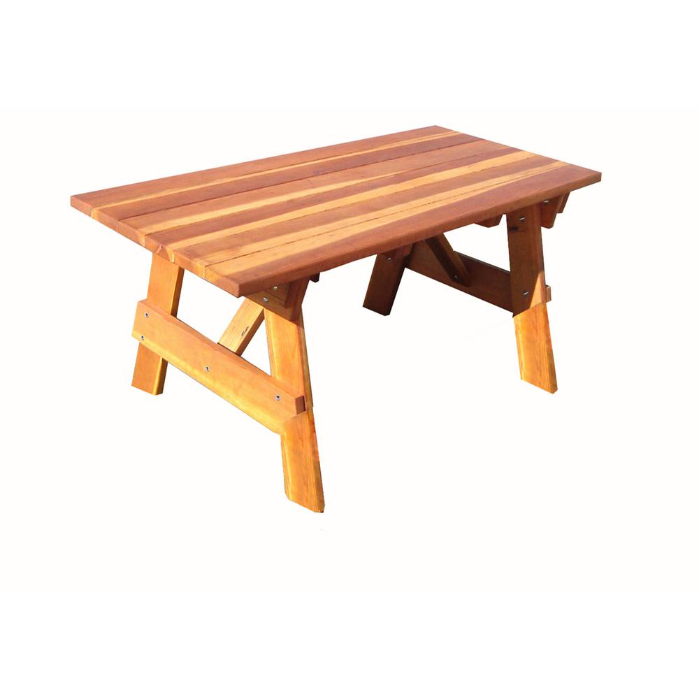 Outdoor 1905 Super Deck Finished 7 Ft Redwood Picnic Table Ptab Outdoor 1905 Super Deck Finished 7 Ft Redwood Picnic Table