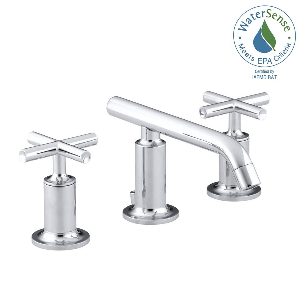 Kohler Purist 8 In Widespread 2 Handle Low Arc Bathroom Faucet Polished Chrome With Cross Handles Kohler Purist 8 In Widespread 2 Handle Low Arc Bathroom Faucet Polished Chrome With Cross Handles