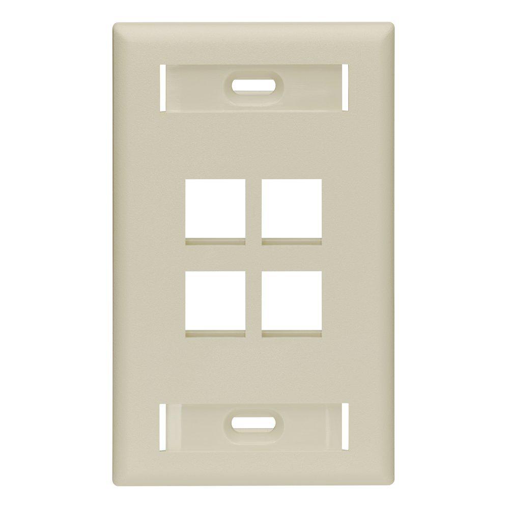 Leviton 1Gang Quickport Standard Size 4Port Wallplate with ID Windows, Ivory420804IS The
