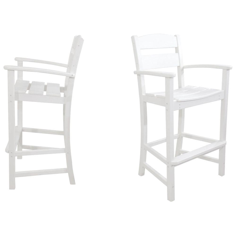 Ivy Terrace Classics White 2Piece Plastic Outdoor Patio Bar Arm Chair