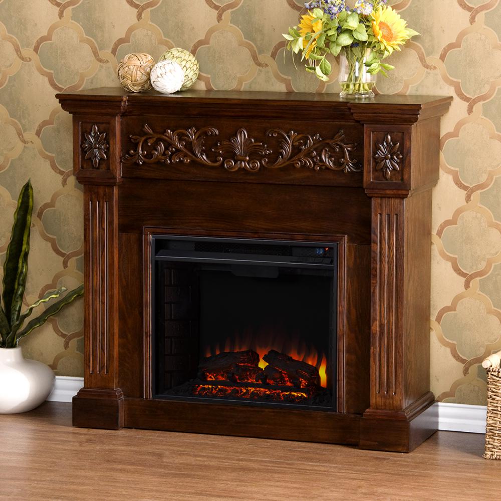 Dunkirk 44.5 in. W Carved Electric Fireplace in EspressoHD90428 The Home Depot