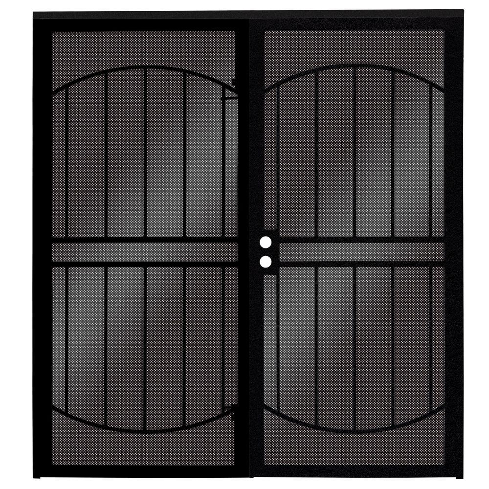 Unique Home Designs 72 in. x 80 in. ArcadaMAX Black Surface Mount Outswing Steel Security Double