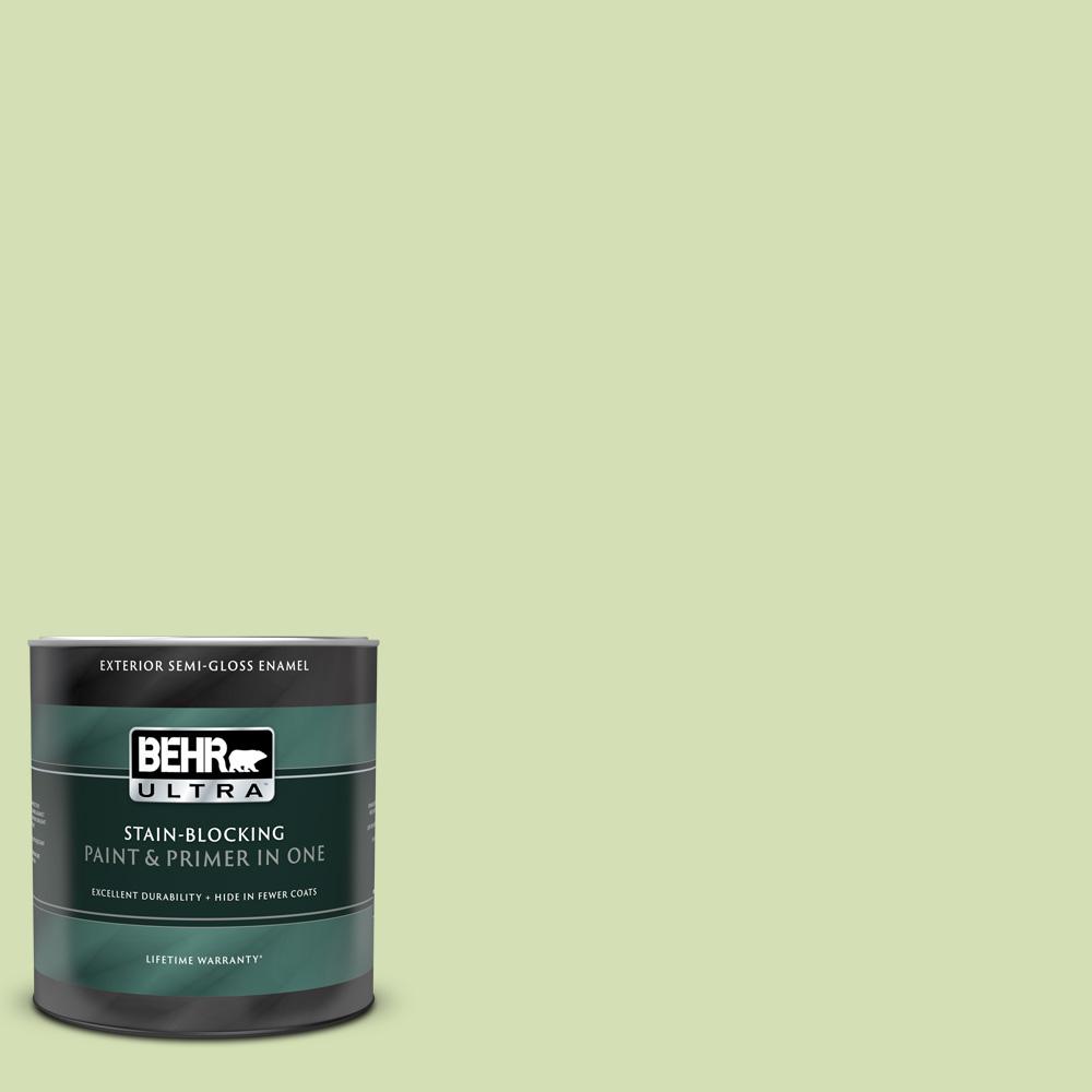 BEHR ULTRA 1 qt. #420C-3 Celery Bunch Semi-Gloss Enamel Exterior Paint ...