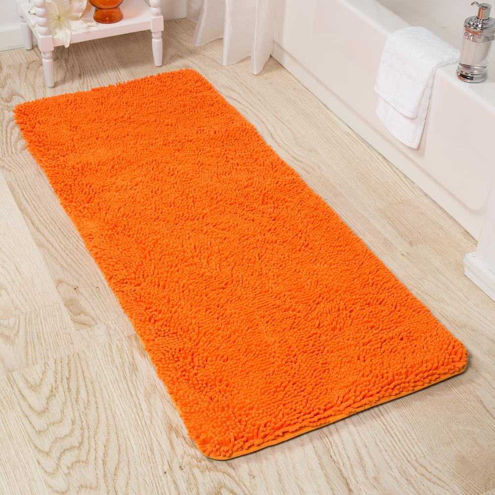 Lavish Home Shag Orange 24 In X 60 In Memory Foam Bath Mat 67 19