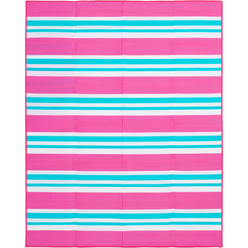 Zayden Hot Pink/Teal 5 ft. x 6 ft. Plastic Indoor/Outdoor Area Rug 4635