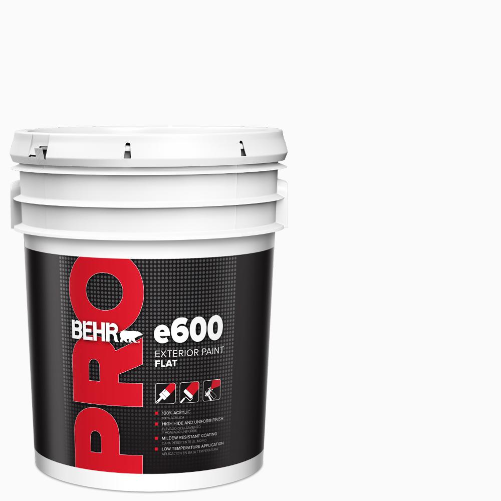 BEHR PRO 5 gal. e600 White Flat Exterior PaintPR61005
