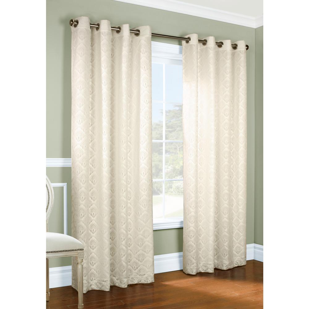 Anna Ivory 104 In X 63 Lined Lace Grommet Panel Lined Lace Grommet Panel