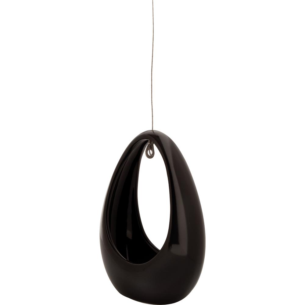 Pride Garden Products Live Green Nidos 4 In Black Ceramic Hanging Black Ceramic Hanging Egg Planter