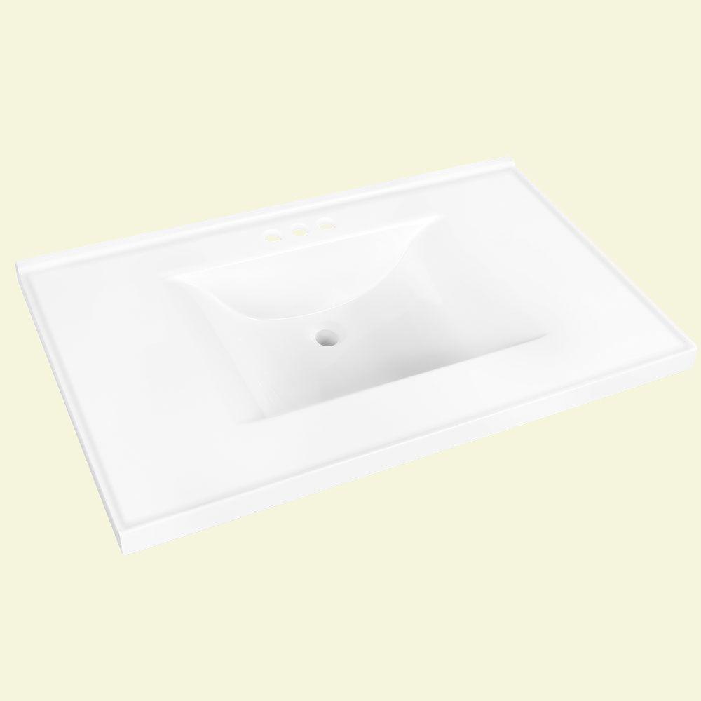 Glacier Bay 37 In W X 22 D Cultured Marble Vanity Top White With Sink