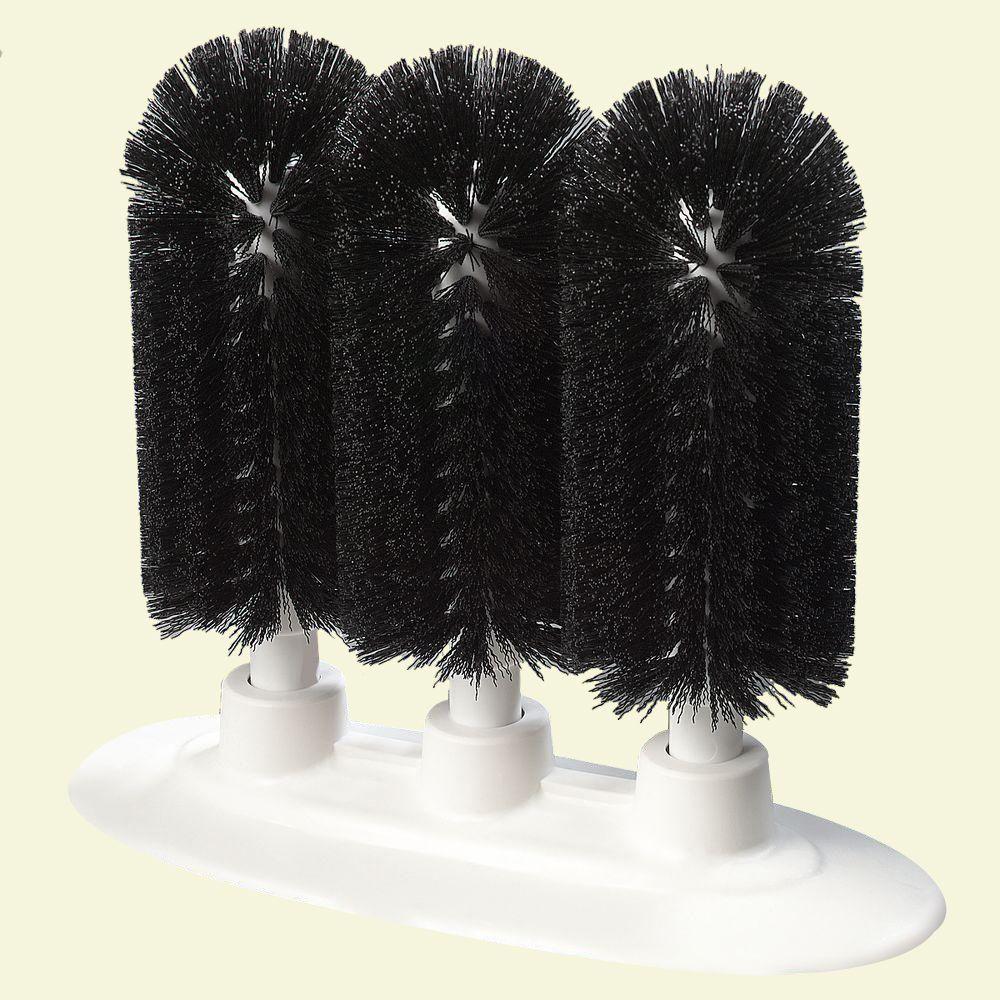 8 Inch Triple Glass Washer Brush Polyester Dishwashing Bristles Black 6