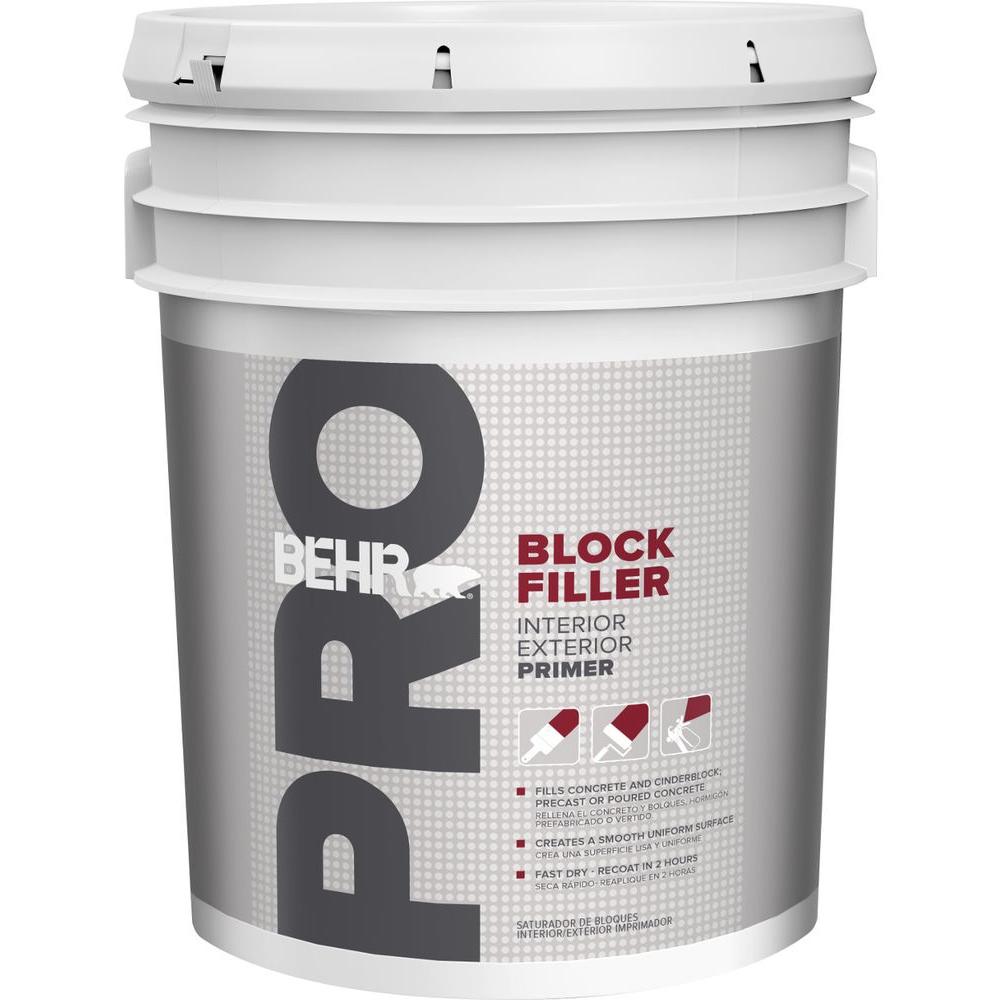 BEHR 5 gal. p50 White Interior/Exterior Concrete Block Filler-PR05005