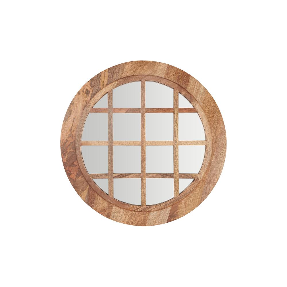 StyleWell 28 in. Diameter Round Windowpane Framed Natural Wood Accent Mirror was $119.0 now $57.03 (52.0% off)