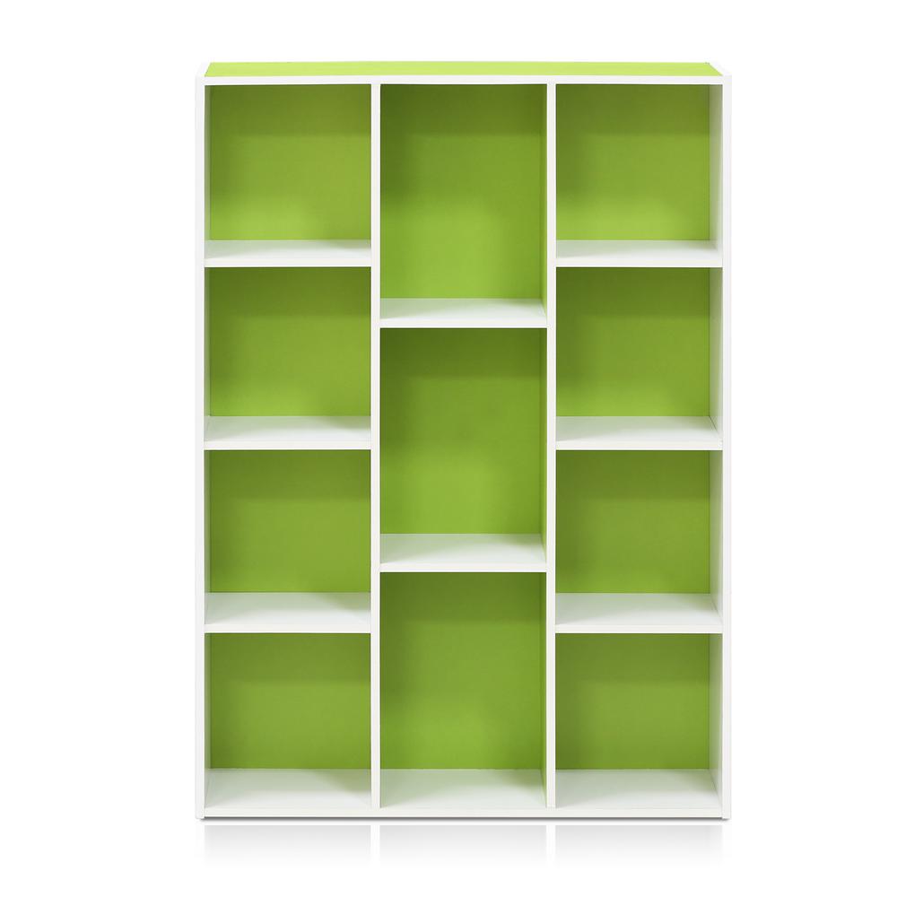 Furinno White/Green 11Cube Reversible Open Shelf Bookcase 11107WH/GR