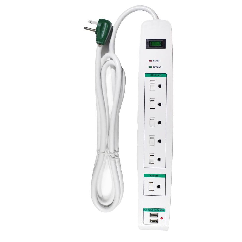 Power By Go Green 6 Outlet Surge Protector w/ 6 ft. Heavy Duty CordGG