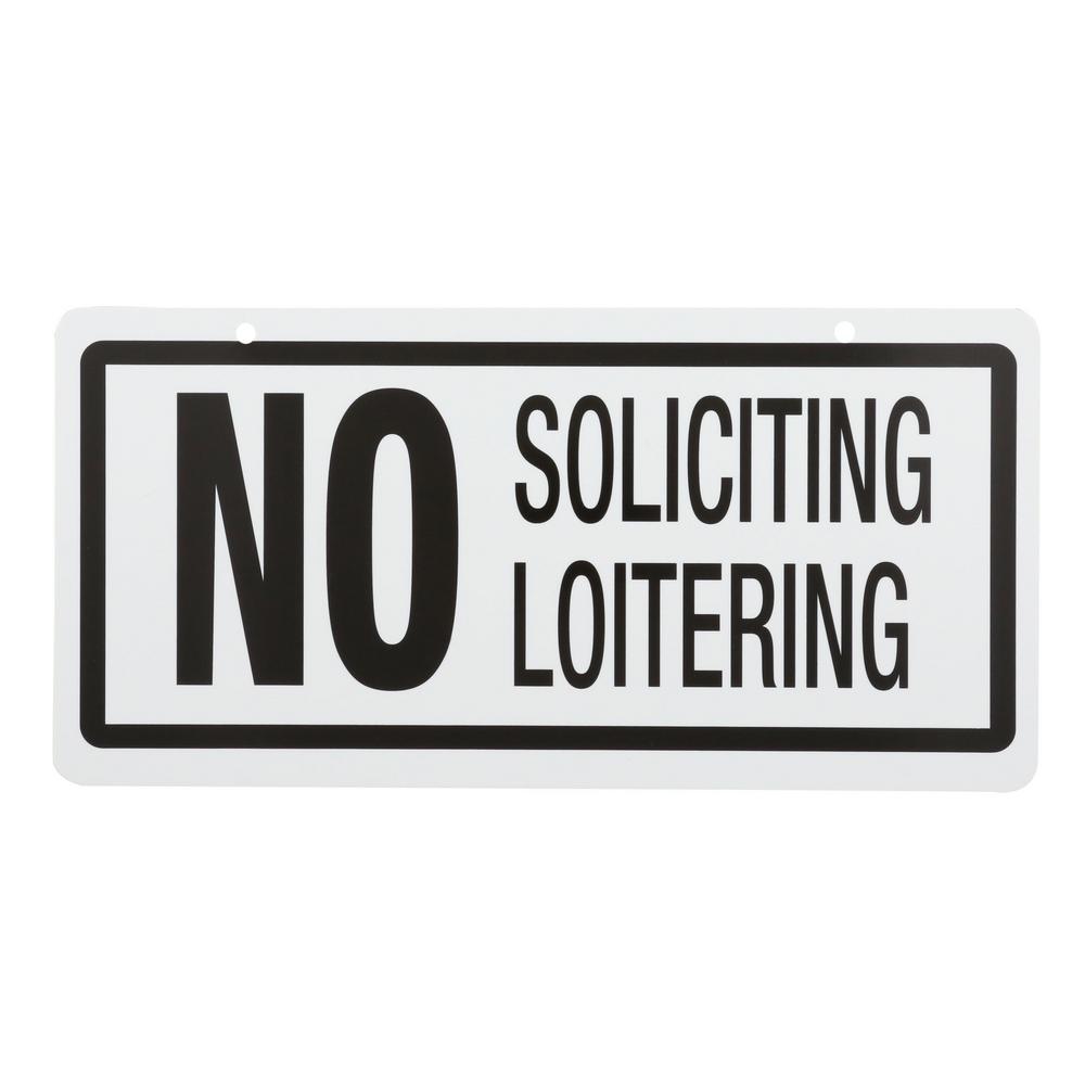 everbilt 5 in x 10 in plastic no solicitingloitering sign 31544