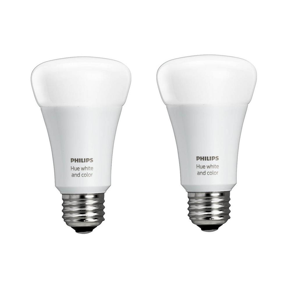 Philips Hue White and Color Ambiance 60Watt Equivalent A19 LED Smart Light Bulb 2Pack464487 