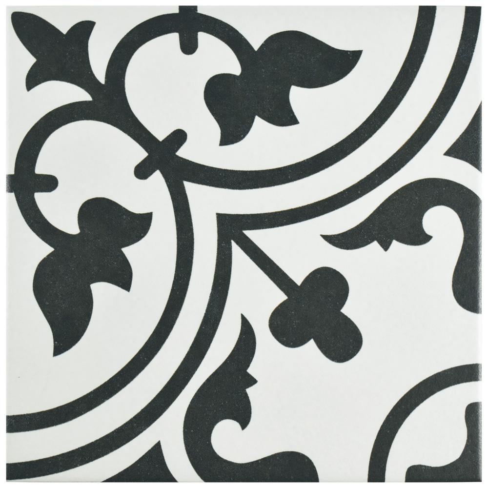 Merola Tile Arte White Encaustic 9-3/4 in. x 9-3/4 in. Porcelain Floor