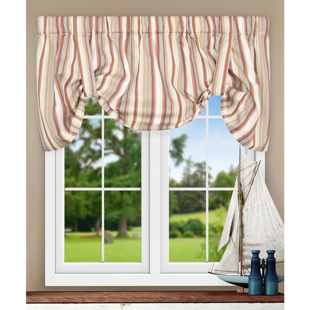 Ellis Curtain Mason Stripe 22 In L Poly Cotton Tie Up Valance In