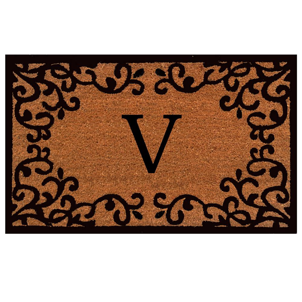 Home & More Chateaux Monogram Door Mat 24 in. x 36 in. (Letter V)180022436V The Home Depot