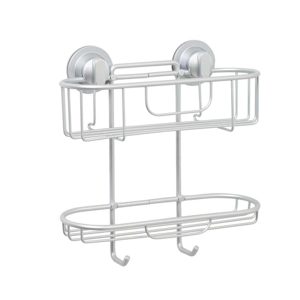 Zenna Home Neverrust Power Grip Pro Dual Mount Aluminum Two Tier Caddy In Satin Chrome 7467all 7833