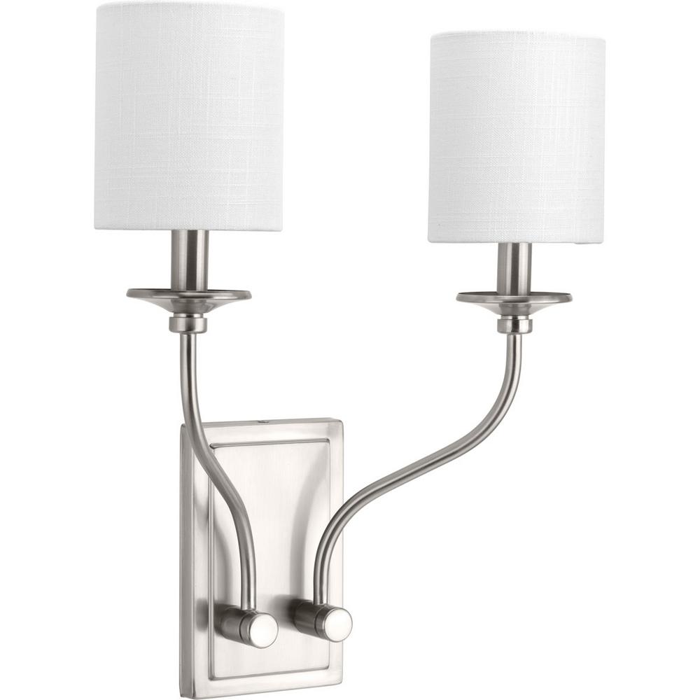 Progress Lighting Bonita Collection 2-Light Brushed Nickel Wall Sconce ...