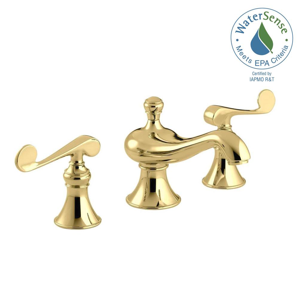 Kohler Iv Georges Brass 8 In Widespread 2 Handle Low Arc Bathroom Faucet In Vibrant Polished 3842