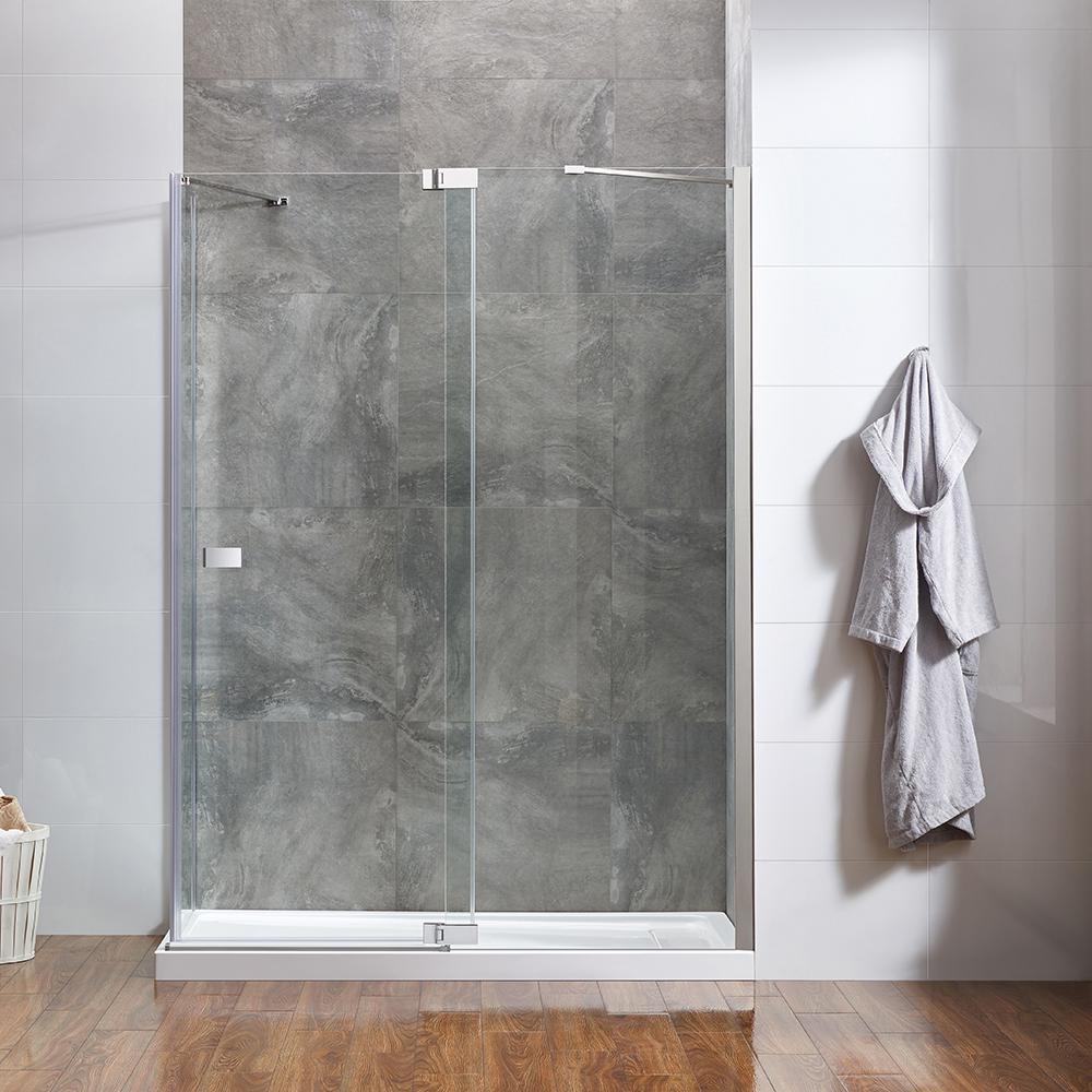 OVE Decors Harbor 60 in. x 783/4 in. Frameless Corner Hinged Shower Door in Chrome with Handle