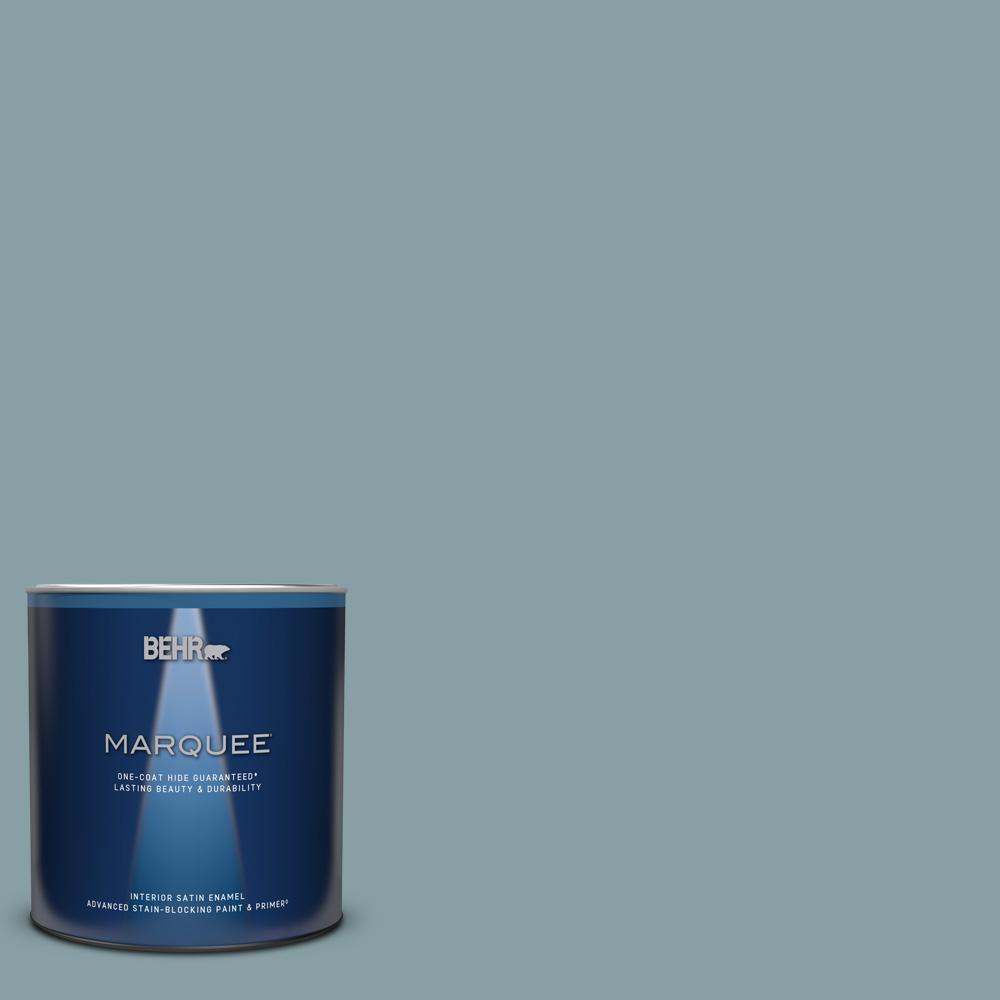 BEHR MARQUEE 1 qt. BNC18 Aqua Gray Satin Enamel Interior Paint and