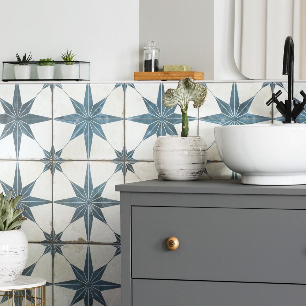 Merola Tile Kings Star Blue 17 5 8 In X17 Ceramic F W Fpestrb The Home Depot - Blue Star Bathroom Tile Merola Tile Kings Star Blue 17 5 8 In X17 Ceramic F W Fpestrb The Home Depot - Blue Star Bathroom Tile